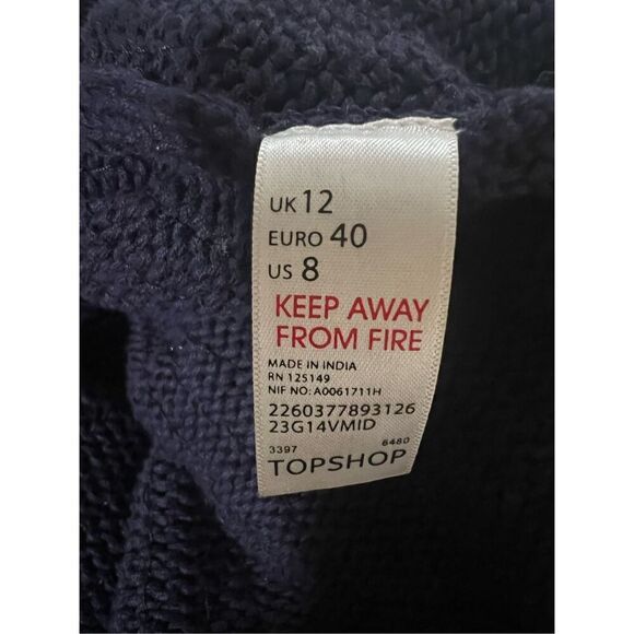 Topshop Navy Blue Fully Pearl & Sequin Beaded Open Front Cotton Cardigan 8 - Picture 7 of 7